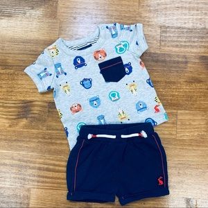 Joules baby boy 2 piece shorts set 3-6m England